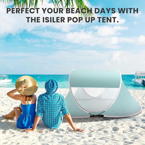 Pop Up Beach Tent, UPF 50+ Sun Shade Shelter, Instant Setup Waterproof Outdoor Beach Canopy, Windproof Lightweight Portable Outdoor Shade Tent for Camping Picnic Green in Saudi Arabia