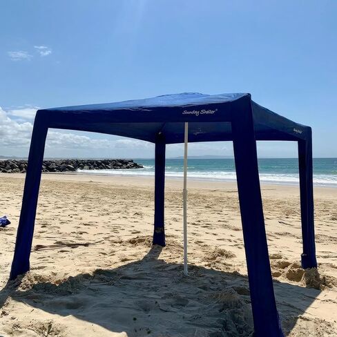 مظلة تظليل للشاطئ من Sunday Shelter Beach Cabana، بعامل حماية من أشعة الشمس فوق البنفسجية 50+ (أمواج زرقاء، 6 × 6 بوصات) in Kuwait