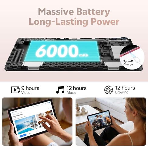 2026 Tablet 10 inch Android 16 Tablet with Keyboard, 20GB RAM 1TB Expandable Storage, 1280x800 HD Screen, Dual Camera, 6000mAh Battery, WiFi 6, BT 5.4, 2 in 1 Tablets with Keyboard Mouse Stylus (Pink) in Saudi Arabia