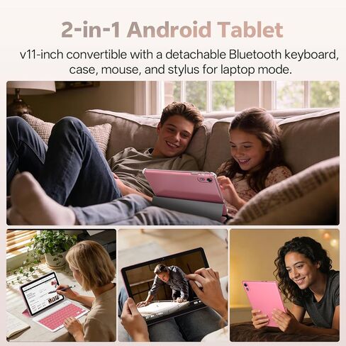 2026 Tablet 10 inch Android 16 Tablet with Keyboard, 20GB RAM 1TB Expandable Storage, 1280x800 HD Screen, Dual Camera, 6000mAh Battery, WiFi 6, BT 5.4, 2 in 1 Tablets with Keyboard Mouse Stylus (Pink) in Saudi Arabia