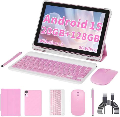 تابلت Android 15 مقاس 10 بوصة، ذاكرة وصول عشوائي 20 جيجابايت، ذاكرة تخزين داخلية 128 جيجابايت، 2 تيرابايت قابلة للتوسيع، معالج رباعي النواة بسرعة 2.0 جيجاهرتز، تابلت 2 في 1 مع حافظة لوحة مفاتيح وماوس، 5G WiFi6، BT 5.0، 6000 مللي أمبير، Widevine L1، GMS، و in Kuwait