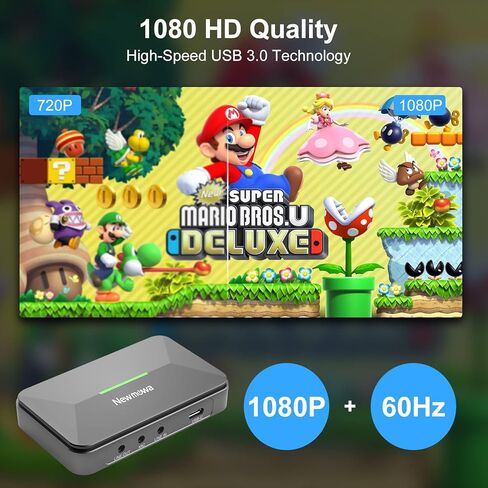 بطاقة التقاط الفيديو الصوتية 1080P من Newmowa، جهاز التقاط فيديو USB 3.0 HDMI لتعليم الألعاب ومسجل فيديو البث المباشر، متوافق مع نظام التشغيل Windows Mac OS OBS Zoom in Saudi Arabia