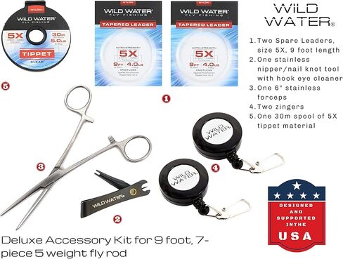 Wild Water Fly Fishing Combo Starter Kit with CNC Machined Fly Reel, 9 Foot, 7-Piece, 5-Weight Graphite Fly Rod with Cork Handle, Accessories, Carrying Case, Fly Box Case & Fishing Flies in Saudi Arabia