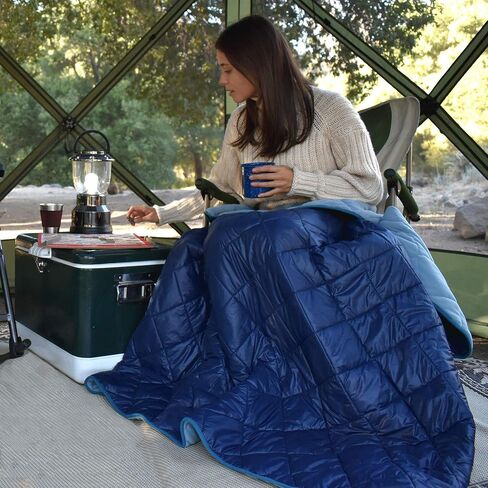 Lightspeed Outdoors Deluxe Nylon Fleece Rugged Puffy Blanket | Windproof Insulated Washable Quilted Blanket in Saudi Arabia