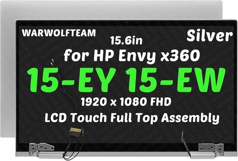 متوافق مع HP Envy x360 15-EW 15-EW1068NR 15-EW1073CL N40698-001 LCD شاشة استبدال محول الأرقام غطاء كابل مفصلات تجميع علوي كامل 15.6 بوصة 1920 × 1080 FHD (فضي) in Kuwait