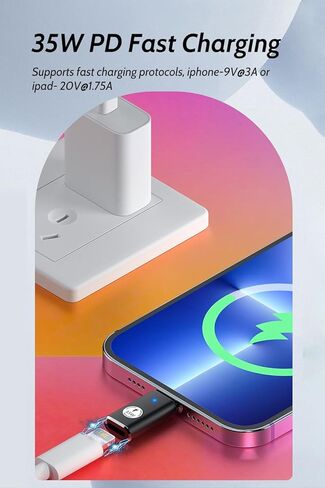 35W Lightning to USB C Adapter, with Anti-Lost Silicone Holder for iPhone 17/16/15 Series,iPad Pro,Fast Charging & Data Sync ONLY, Type C Charger Connector, Not for Audio (1-Pack) in Saudi Arabia