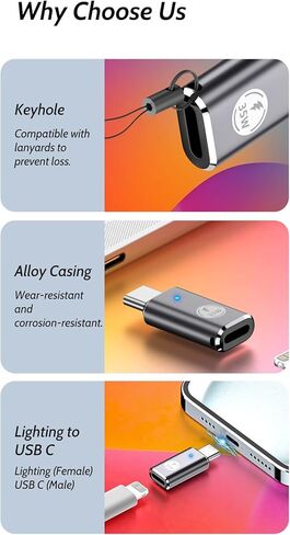 35W Lightning to USB C Adapter, with Anti-Lost Silicone Holder for iPhone 17/16/15 Series,iPad Pro,Fast Charging & Data Sync ONLY, Type C Charger Connector, Not for Audio (1-Pack) in Saudi Arabia