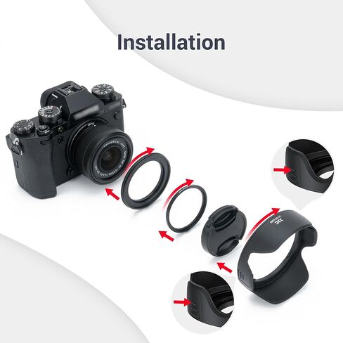 JJC Dedicated Reversible Lens Hood Shade for Fuji Fujifilm XC 13-33mm f/3.5-6.3 OIS Lens on X-T30 III XT30 III Mirrorless Camera, No Vignetting, Not Affect to Use 49mm Filter & Cap in Saudi Arabia