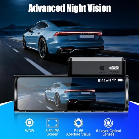 4K Dash Cam Front and Rear,Dual Dash Camera for Cars with 5.8GHz WiFi GPS,Night Vision,Mini Dash Cam with 3.59" IPS Screen,24H Parking Mode,G-Sensor,Loop Recording,64GB SD Card Included in Saudi Arabia