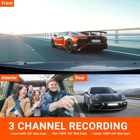 VANTRUE N4 3 Channel Dash Cam, 4K+1080P Dual Channel, 1440P+1440P+1080P Front Inside Rear Three Way Triple Car Dash Camera, IR Night Vision, Capacitor, 24 Hours Parking Mode (Renewed) in Saudi Arabia