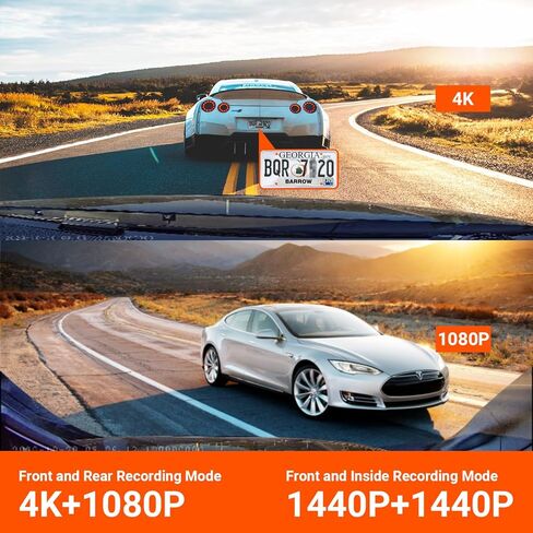 VANTRUE N4 3 Channel Dash Cam, 4K+1080P Dual Channel, 1440P+1440P+1080P Front Inside Rear Three Way Triple Car Dash Camera, IR Night Vision, Capacitor, 24 Hours Parking Mode (Renewed) in Saudi Arabia