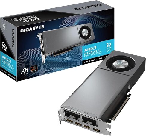 بطاقة رسومات GIGABYTE Radeon™ AI PRO R9700 AI TOP 32G، نظام تبريد بمروحة توربو، 32 جيجابايت GDDR6، بطاقة فيديو GV-R9700AI TOP-32GD in Saudi Arabia