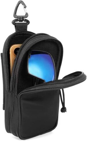 Backpack Strap Pouch for Smartphone and Sunglasses,Double Pocket for Large Phone and Sport Glasses,Waterproof Shoulder Attachment Tactical Case with Zipper for Outdoor Hiking Camping Travel 2 Pack in Saudi Arabia