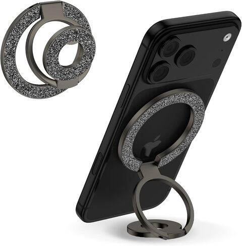 Magnetic Finger Phone Grip Holder Dual-Sided Magnet Gym Finger Ring Loop Adjustable MagSafe Finger Ring for iPhone 17 Pro Max Air 16e 16 15 14 13 12 Pro Max,Samsung,Phone Stand for Magnetic Car Mount in Saudi Arabia