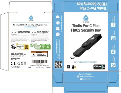 جهاز مرور مفتاح الأمان Thetis Pro-C FIDO2 (L2) مع USB C وNFC، تطبيق TOTP/HOTP Authenticator، FIDO 2.0 مصادقة ثنائية العامل 2FA MFA، يدعم Windows/macOS/Linux/Gmail/Facebook/Dropbox in Kuwait