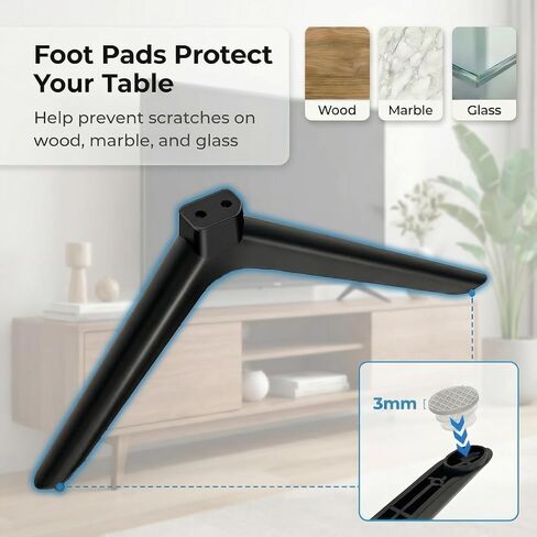 TV Stand Legs Exclusive for Onn 100012584 100069992 Roku TV, for Onn TV Legs Replacement, Easy to Install, Screws and Anti-Slip Feet Pads Included in Saudi Arabia