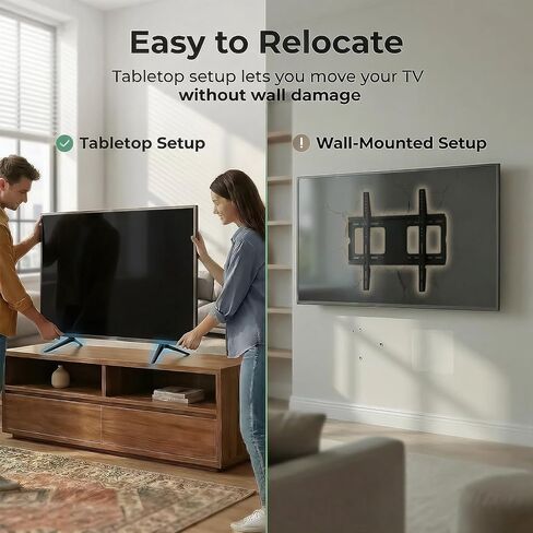 TV Stand Legs Exclusive for Onn 100012584 100069992 Roku TV, for Onn TV Legs Replacement, Easy to Install, Screws and Anti-Slip Feet Pads Included in Saudi Arabia