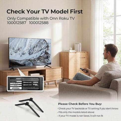Metal TV Stand Legs Only for Onn Roku TV 100012587 100012588, TV Legs Replacement for Onn TV Models Listed with Anti-Slip Pads, Easy Installation, Screws Included in Saudi Arabia