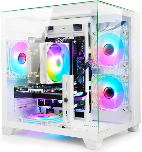 كمبيوتر مكتبي للألعاب LXZ - Ryzen 5 5500، Radeon RX 6500XT 4GB، 16GB DDR4 RAM، 512GB NVME SSD، كمبيوتر برجي مُصمم مسبقًا للمنزل والمكتب للاستخدام اليومي (أبيض) in Kuwait
