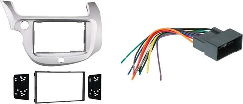 Metra 2009-2013 Honda Fit Dash Kit Double Din for Radio Install Silver & Metra 70-1729 Radio Wiring Harness for Honda 2008-Up in Saudi Arabia