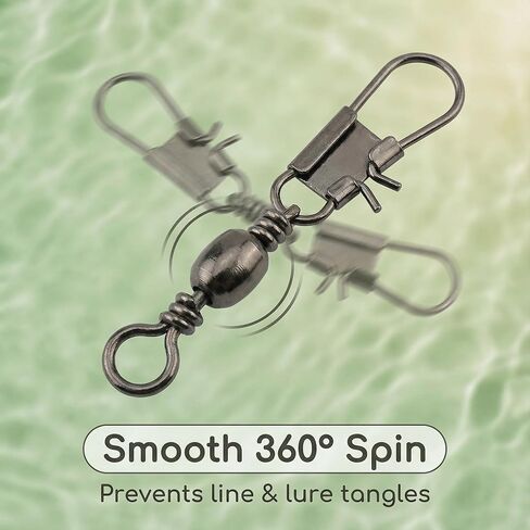 Fishing Barrel Swivels with Snap Set: 220pcs Large Small Snap Swivels Assortment for Saltwater Freshwater Connector Fishing Tackle - Size #2#4#6#8#10 in Saudi Arabia