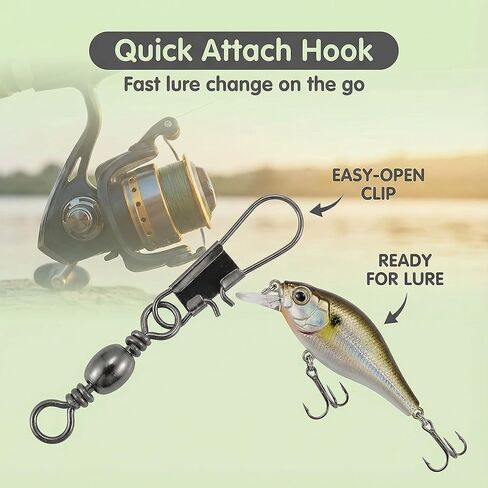 Fishing Barrel Swivels with Snap Set: 220pcs Large Small Snap Swivels Assortment for Saltwater Freshwater Connector Fishing Tackle - Size #2#4#6#8#10 in Saudi Arabia