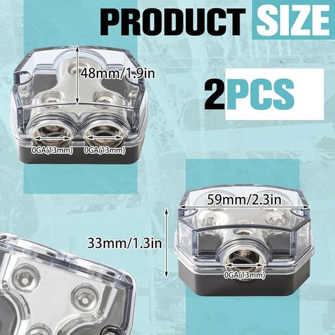 Tallew 2 Pcs 2 Power Ground Distribution Way Amp Block, 0 Gauge in 0 Gauge Out Circuit Protector Distribution Connecting Blocks for Car Boat Audio Splitter in Saudi Arabia