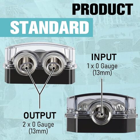 Tallew 2 Pcs 2 Power Ground Distribution Way Amp Block, 0 Gauge in 0 Gauge Out Circuit Protector Distribution Connecting Blocks for Car Boat Audio Splitter in Saudi Arabia