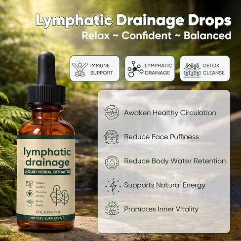 Lymphatic Drainage Drops – Herbal Fluid Balance Support & General Wellness Support, Gentle Daily Liquid Formula with Natural Ingredients, Vegan & Non-GMO, 2 Fl Oz (2) in Saudi Arabia
