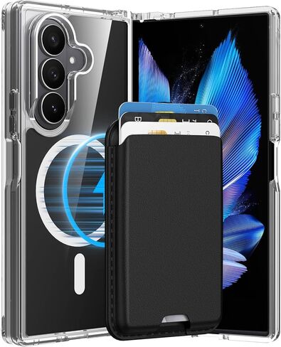 for Samsung Galaxy Z Fold 7 Case with Magnetic Wallet & Card Holder, [Compatible with MagSafe] [Military-Grade Shockproof] Detachable 2-in-1 Design, Black in Saudi Arabia