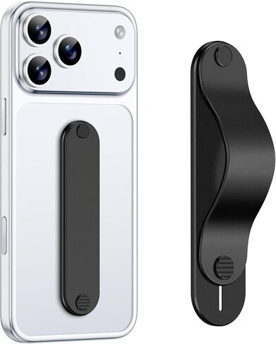 GripMate Phone Grip Holder, Finger Strap Stand, Metal Aluminum Alloy Kickstand with Soft TPU Loop - Universal Ultra Slim Comfortable Hand Grip for iPhone Samsung and Most Smartphones, Black in Saudi Arabia