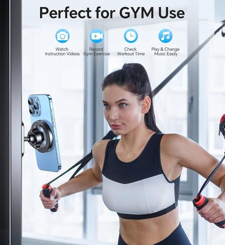 Coolpow Dual Magnetic Phone Holder for Gym Mag Safe Phone Holder【Strong Magnet】 Gym Phone Holder Camera Mount for Gym Accessories for Women Attach to Metal Surface with iPhone 17 Pro Max 16 15 14 13 in Saudi Arabia