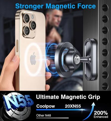 Coolpow Dual Magnetic Phone Holder for Gym Mag Safe Phone Holder【Strong Magnet】 Gym Phone Holder Camera Mount for Gym Accessories for Women Attach to Metal Surface with iPhone 17 Pro Max 16 15 14 13 in Saudi Arabia
