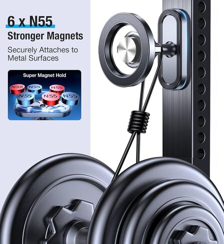 Coolpow Dual Magnetic Phone Holder for Gym Mag Safe Phone Holder【Strong Magnet】 Gym Phone Holder Camera Mount for Gym Accessories for Women Attach to Metal Surface with iPhone 17 Pro Max 16 15 14 13 in Saudi Arabia