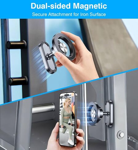 Coolpow Dual Magnetic Phone Holder for Gym Mag Safe Phone Holder【Strong Magnet】 Gym Phone Holder Camera Mount for Gym Accessories for Women Attach to Metal Surface with iPhone 17 Pro Max 16 15 14 13 in Saudi Arabia