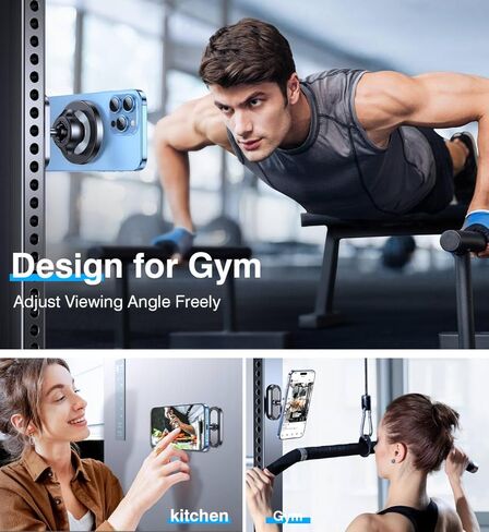 Coolpow Dual Magnetic Phone Holder for Gym Mag Safe Phone Holder【Strong Magnet】 Gym Phone Holder Camera Mount for Gym Accessories for Women Attach to Metal Surface with iPhone 17 Pro Max 16 15 14 13 in Saudi Arabia