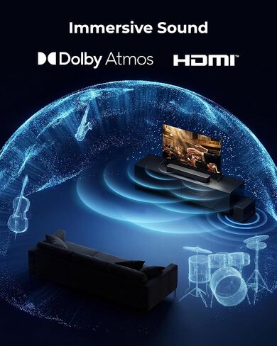 شريط صوت ULTIMEA 2.1 مع مضخم صوت لاسلكي، Dolby Atmos، VoiceMX، BassMX، مكبر صوت بقوة 240 وات للتلفزيون الذكي، التحكم في التطبيقات، HDMI eARC، بصري، بلوتوث 6.0، Poseidon M40، موديل 2026 in Kuwait