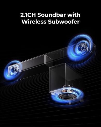 شريط صوت ULTIMEA 2.1 مع مضخم صوت لاسلكي، Dolby Atmos، VoiceMX، BassMX، مكبر صوت بقوة 240 وات للتلفزيون الذكي، التحكم في التطبيقات، HDMI eARC، بصري، بلوتوث 6.0، Poseidon M40، موديل 2026 in Kuwait