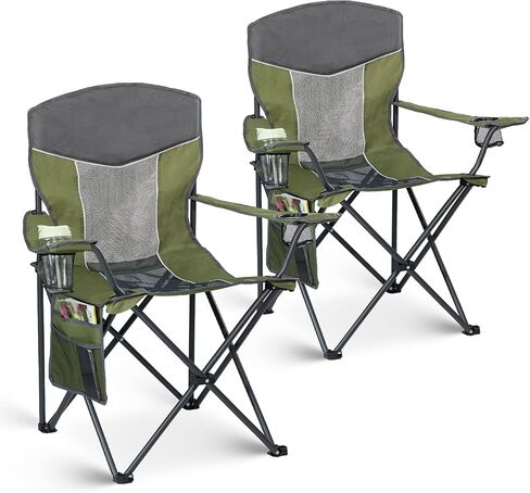 Oversized XL Camping Chair 2-Pack with Mesh Back, Black in Kuwait