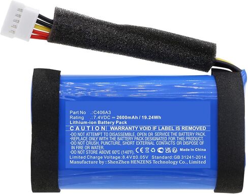 Synergy Digital Speaker Battery, Compatible with Marshall Stockwell II Speaker, (Li-ion, 7.4V, 2600mAh) Ultra High Capacity, Replacement for Marshall C406A3 Battery in Saudi Arabia