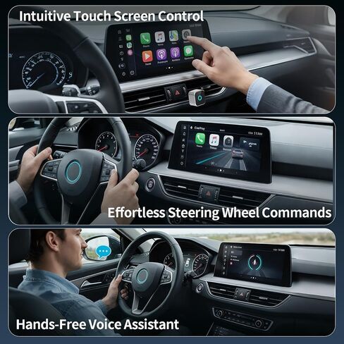 2026 Wireless CarPlay Adapter & Android Auto Dual System, Plug & Play Auto Connect Low Latency, USB-C Included, Compatible with Factory Wired CarPlay Cars for iPhone iOS 10+ in Saudi Arabia
