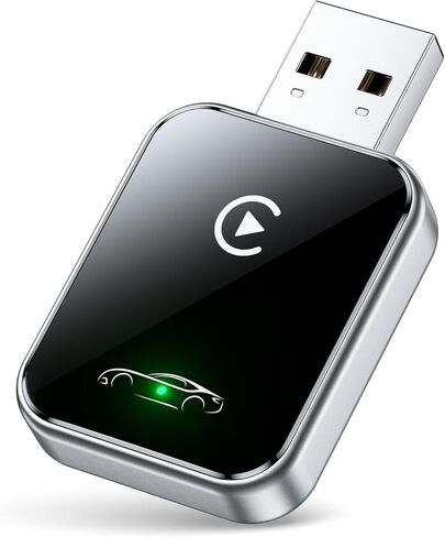 محول CarPlay لاسلكي لهاتف iPhone، تحويل سلكي إلى محول CarPlay لاسلكي، حجم صغير مع كابل تمديد USB وUSB-C/Type-C، تحكم ثابت في السيارة وبدون تأخير in Kuwait