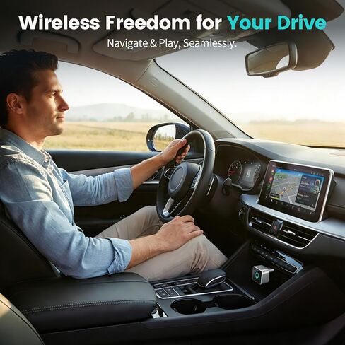 2026 Wireless CarPlay Adapter & Android Auto Dual System, Plug & Play Auto Connect Low Latency, USB-C Included, Compatible with Factory Wired CarPlay Cars for iPhone iOS 10+ in Saudi Arabia