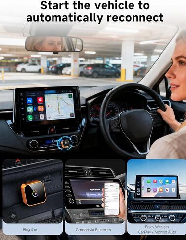 محول CarPlay لاسلكي صغير 2026، سلكي إلى CarPlay اللاسلكي وAndroid Auto Dongle، التوصيل والتشغيل، زمن استجابة ثابت صفر، متوافق مع iPhone iOS 10+ وAndroid 11+ in Saudi Arabia