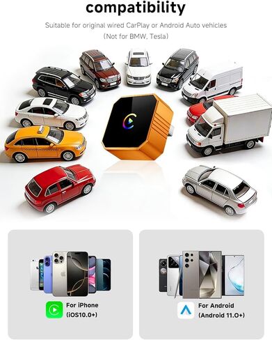 محول CarPlay لاسلكي صغير 2026، سلكي إلى CarPlay اللاسلكي وAndroid Auto Dongle، التوصيل والتشغيل، زمن استجابة ثابت صفر، متوافق مع iPhone iOS 10+ وAndroid 11+ in Saudi Arabia