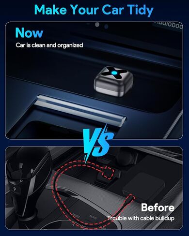 محول لاسلكي صغير للغاية Android Auto & CarPlay، أحدث شريحة A9 5.8 جيجا هرتز واي فاي، 5.4 بلوتوث، اتصال تلقائي 3-5s، كابل USB-C/USB-A/تمديد، متوافق مع iOS10+، Android 10+، CE/ROHS/FCC in Kuwait