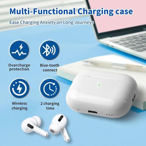 Replacement Charging Case for AirPods Pro, Wireless Charging Compatible, 1st and 2nd Generation,(USB-C) (White) in Saudi Arabia