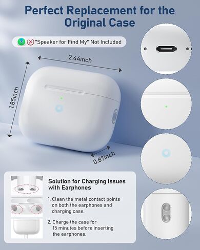 حافظة شحن لاسلكية متوافقة مع AirPods Pro: حافظة شاحن بديلة مع اقتران بلوتوث، سماعات الأذن غير متضمنة (أبيض، علبة شحن AirPods Pro 3) in Saudi Arabia