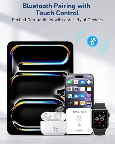 حافظة شحن لاسلكية متوافقة مع AirPods Pro: حافظة شاحن بديلة مع اقتران بلوتوث، سماعات الأذن غير متضمنة (أبيض، علبة شحن AirPods Pro 3) in Saudi Arabia