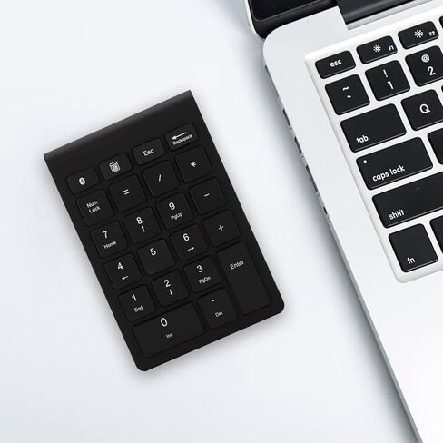 22 Keys Numeric Keypad, BT 5.0 3 Million Times Exceptional Longevity Ergonomic Design Ultrathin Numeric keypad for Laptop PC Desktop Notebook (Black) in Saudi Arabia